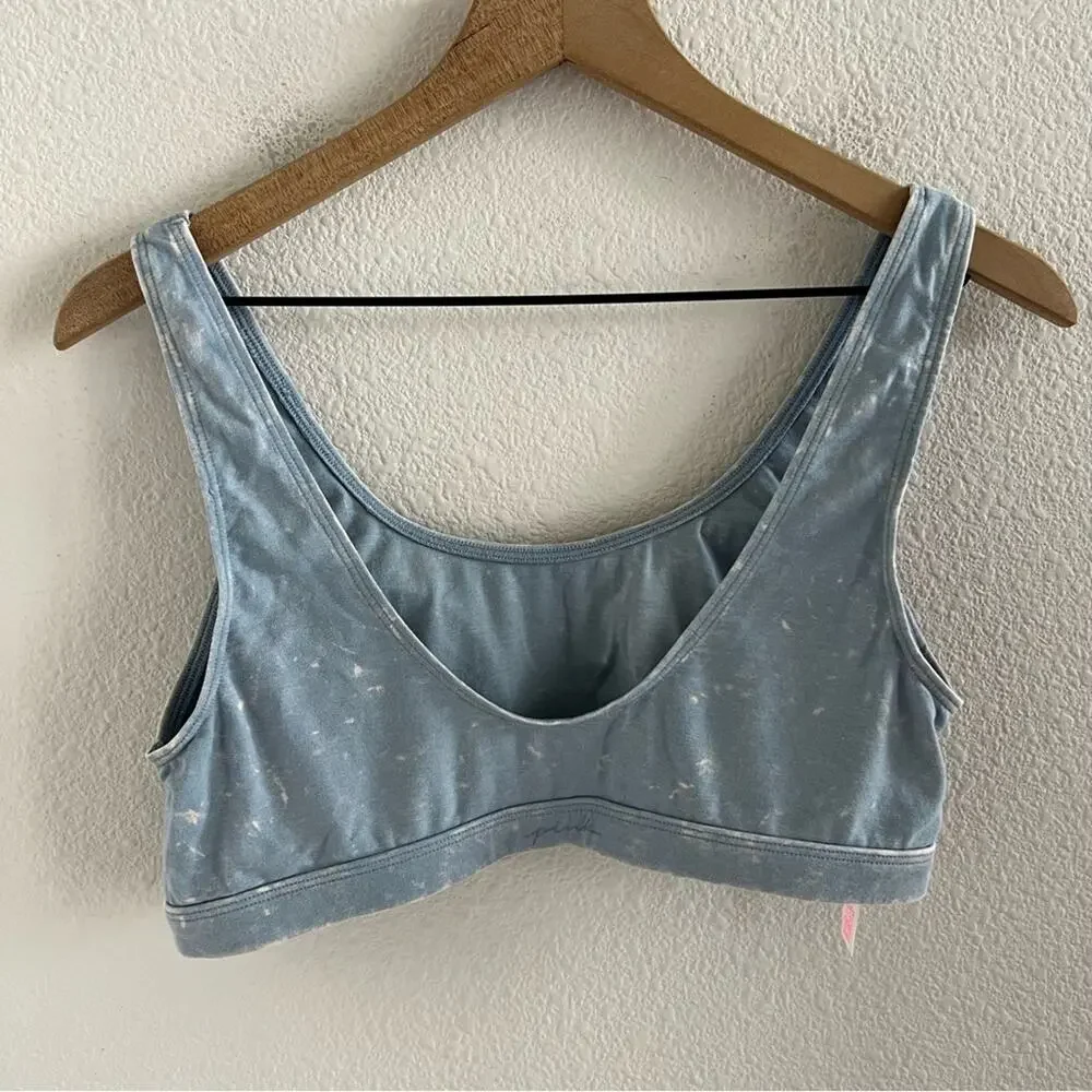 Victoria's Secret PINK Blue Acid Wash Soft Pull On Bralette Lounge Casual Large